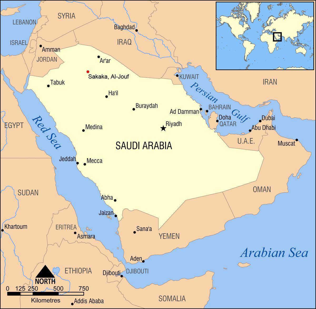 al jouf kat jeyografik nan Arabi Saoudit