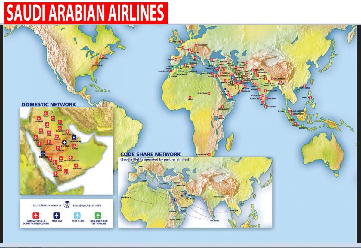 Kat jeyografik nan Arabi Arabi airlines wout