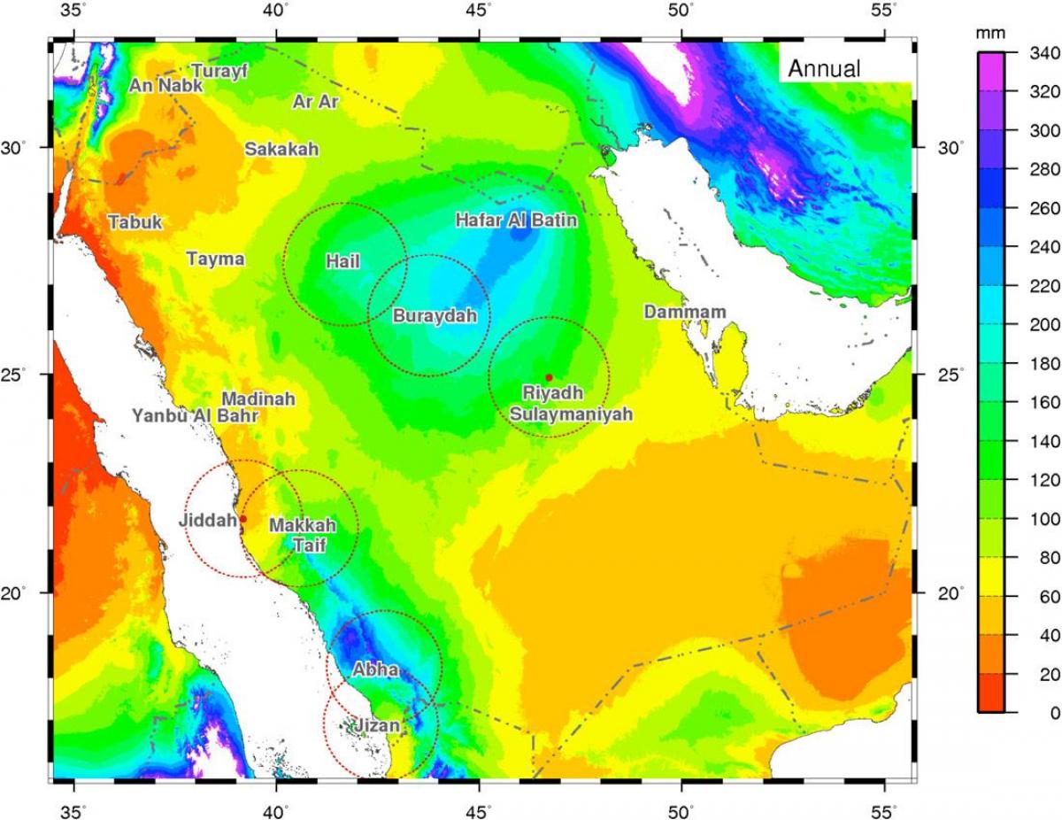 Kat jeyografik nan Arabi Saoudit klima