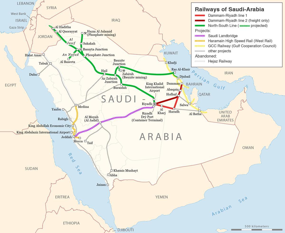 Kat jeyografik nan Arabi Saoudit tren