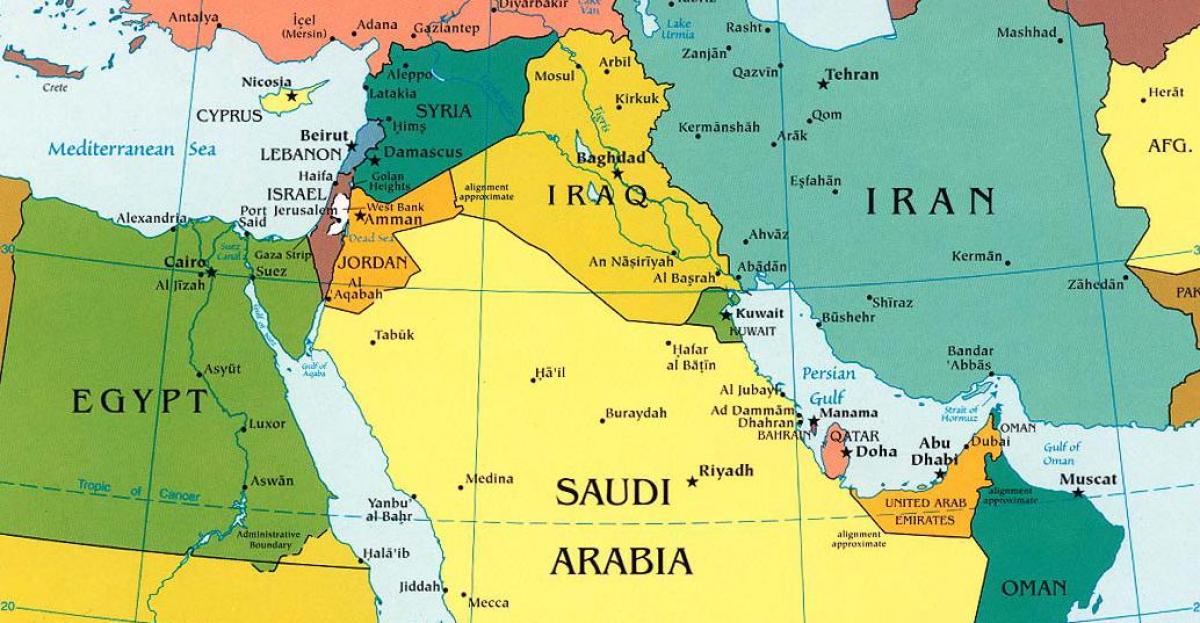 kat jeyografik Arabi Saoudit peyi nan vwazinaj yo