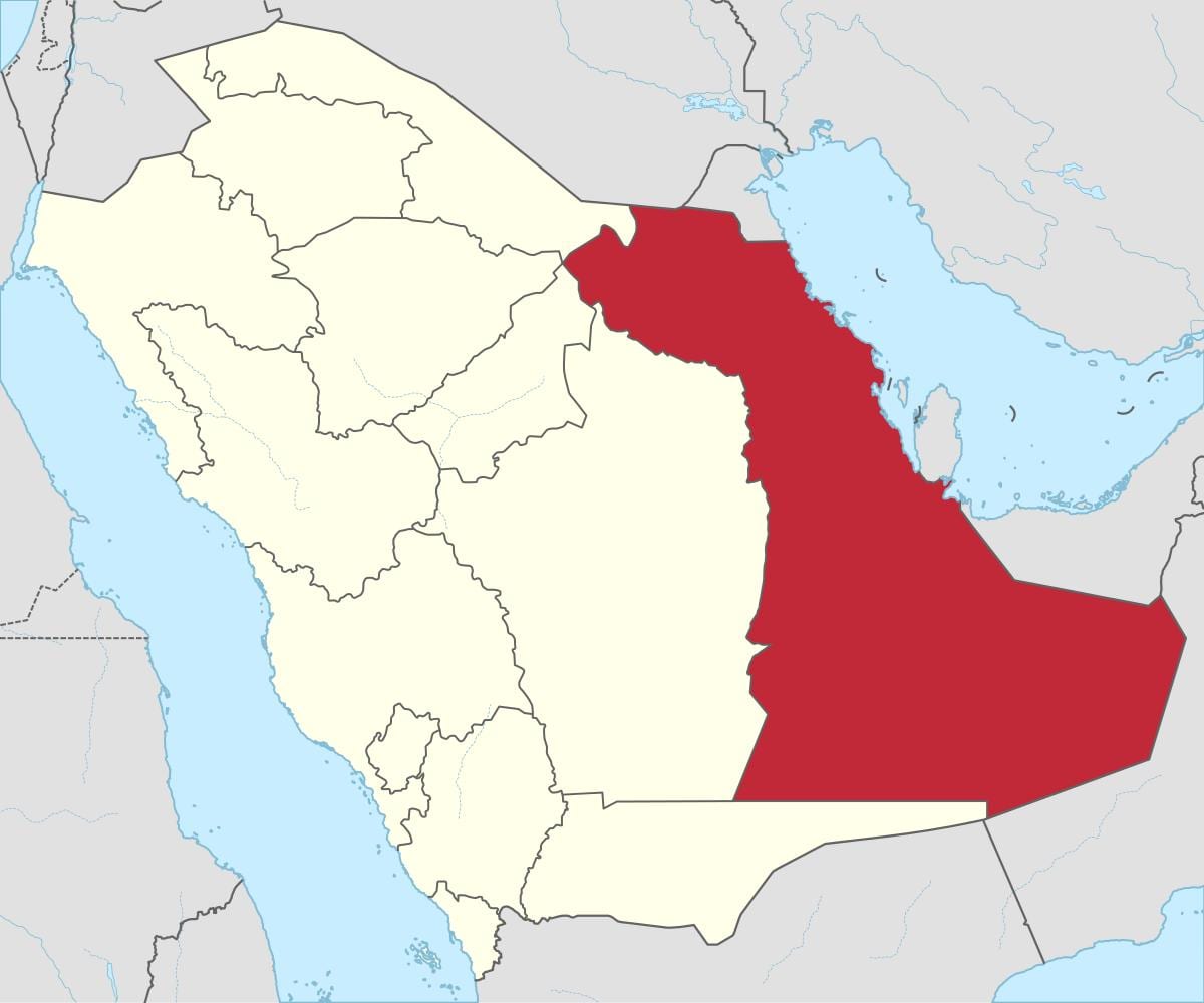 Kat jeyografik nan pati lès pwovens Arabi Saoudit