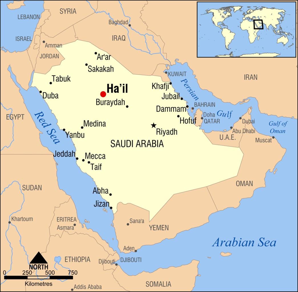 kat jeyografik nan lagrèl Arabi Saoudit