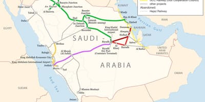 Kat jeyografik nan Arabi Saoudit tren